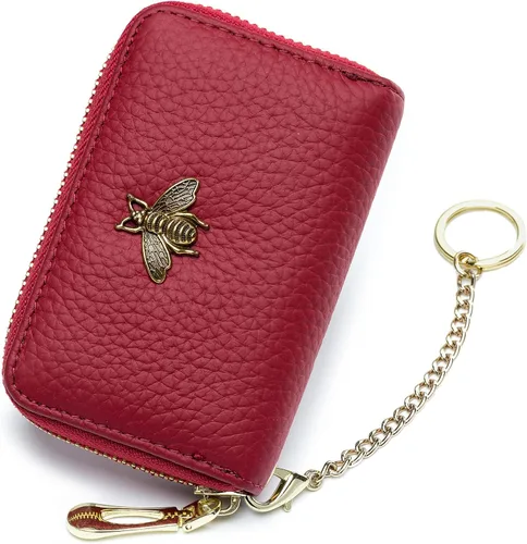 Vista 55 de imeetu Soporte para tarjetas de crédito RFID, cartera pequeña de cuero con cremallera para mujer