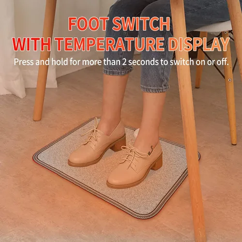 Vista 3 de AC 120V Electric Heated Floor Mat, Under Desk for Foot Warmer Pad Gris