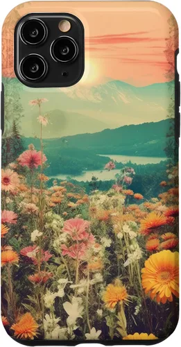Vista 27 de iPhone 16 Boho Mountain Moon Phases Floral Aesthetic Chic Retro Sunset Case