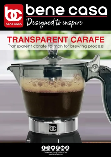 Vista 5 de Bene Casa Cafetera Eléctrica Portátil de Espresso Negra, 1-3 Tazas/Shots (1, NEGRO)