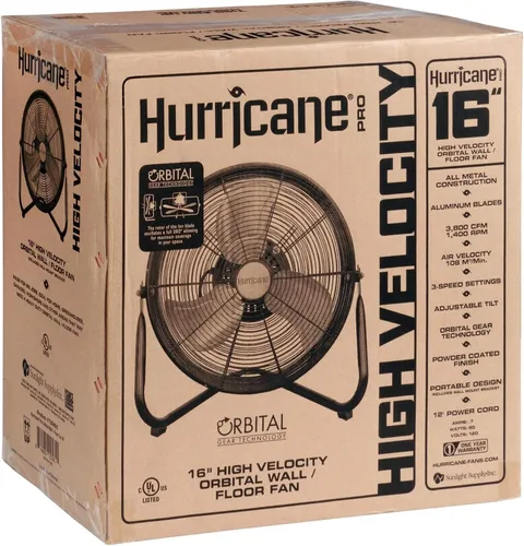 Vista 9 de Hurricane Pro - Ventilador de metal de alta velocidad, Negro, 16
