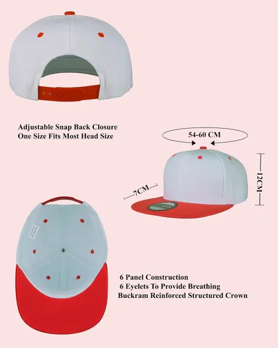 Vista 90 de Gorras Snapback Gelante para Hombres - Gorra de Béisbol con Visera Plana Ajustable - Liso en Blanco Ajustable Negro