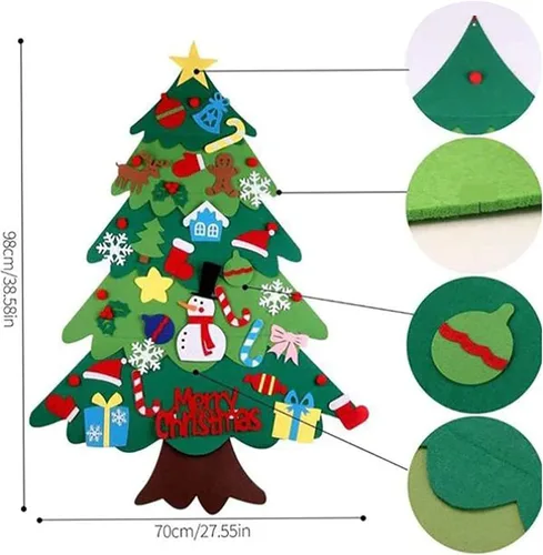 Vista 6 de Everized - Árbol de Navidad interactivo de fieltro para niños, árbol de Navidad Montessori