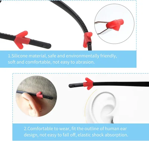 Vista 3 de SooGree Agarre de silicona para gafas, retenedor de manga con punta de patilla, retenedores antideslizantes para gafas para niños y adultos