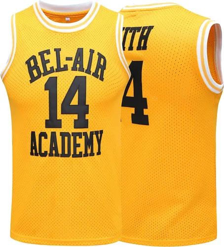 Vista 2 de Youth #14The Fresh Prince of Bel Air Academy, para niños, camiseta de baloncesto para hombres, cómodas camisas deportivas bordadas