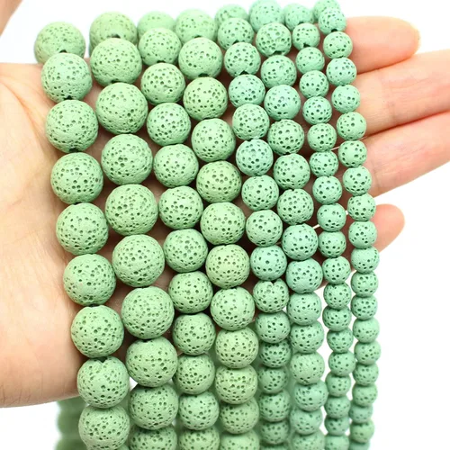 Vista 18 de Oameusa Cuentas redondas sueltas de ágata de piedra volcánica de lava azul de 0.236 in para hacer joyas, 1 hebra de 15 pulgadas, 1 hebra por