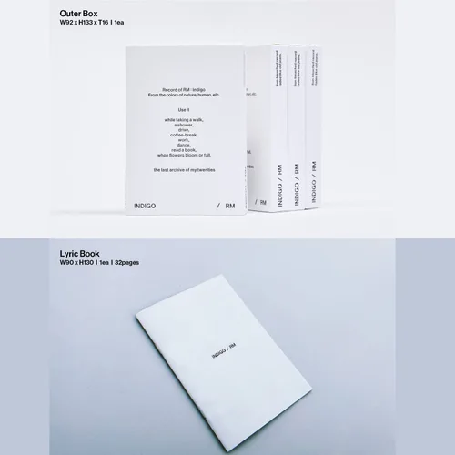 Vista 4 de RM de BTS Indigo Weverse Álbumes Ver. Caja exterior + libro de letras + tarjeta postal + tarjeta de fotos + tarjeta de fotos + foto instantánea +