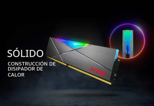 Vista 3 de XPG DDR4 D50 RGB 16GB (2x8GB) 3200MHz PC4-25600 U-DIMM 288-Pins Memoria de escritorio CL16-20-20 Kit Gris (AX4U32008G16A-DT50)