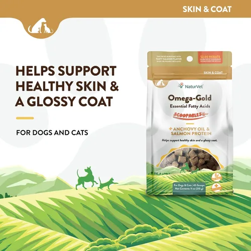 Vista 3 de NaturVet Scoopables Aceite de Anchoa Omega-Gold y Suplemento de salmón para perros y gatos – Apoya la piel y el pelaje saludables más DHA, EPA