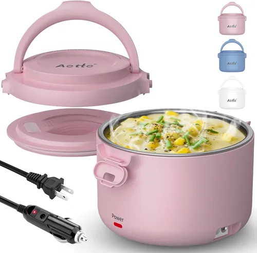 Vista 8 de Aotto Lonchera eléctrica, calentador de alimentos portátil de 32 oz, calentador de almuerzo portátil para trabajo/oficina/automóvil/viajes