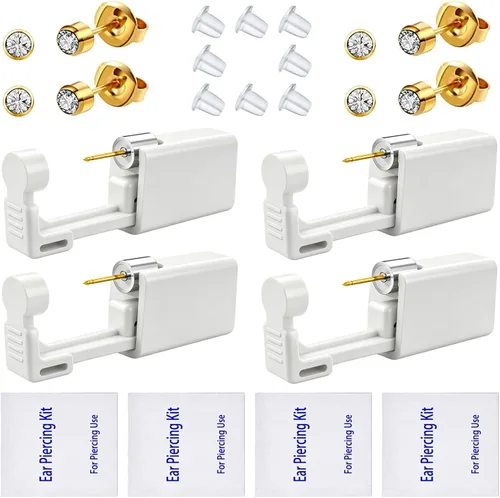 Vista 8 de Kits de Perforación de Orejas, Pistola Desechable de Perforación de Orejas Precargada con Aretes de Circonita Cúbica, Kits de Perforación Corporal