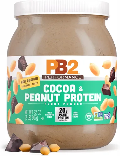 Vista 10 de PB2 Performance - Polvo de proteína vegano a base de plantas de almendra 20g de proteína completa, sin azúcar añadida, fibra prebiótica Sin