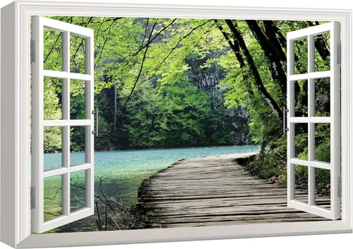 Vista 31 de Cuadro decorativo con diseño de ventana moderna blanca con vista, de la marca Wall26®