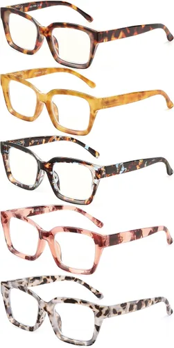 Vista 9 de JOLISU - Paquete de 5 lentes de lectura para mujeres, lentes de computadora con bloqueo de luz azul, bisagra de resorte Varios