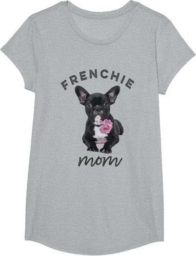 Vista 70 de Camiseta Bulldog Francés para Mujer, Frenchie Mom, Flor, Negro, S