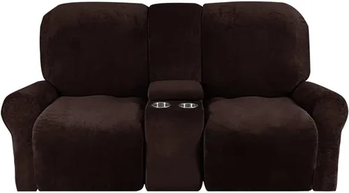 Vista 22 de Aedlcal Fundas para sofá reclinable, 10 piezas, fundas de sofá reclinable de felpa de terciopelo con consola central, con bolsillo lateral