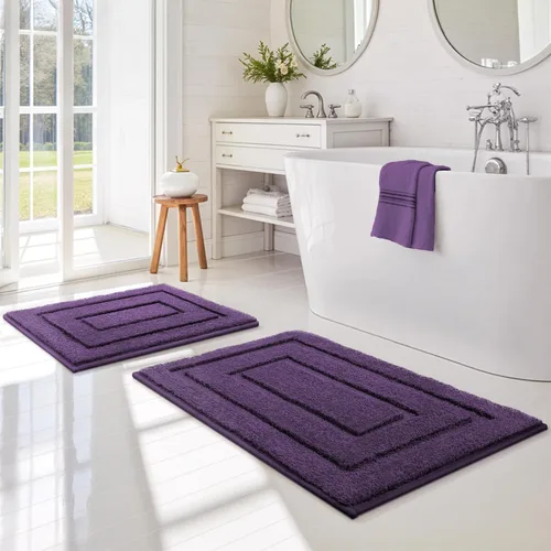 Vista 35 de GRANNY SAYS Juego de 2 alfombras de baño suaves para baño, alfombras de baño antideslizantes y lavables, alfombras de baño absorbentes para bañera