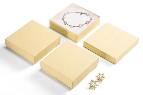 Vista 10 de MESHA 52 cajas de joyería de cartón, 3.5 x 3.5 x 1 pulgadas, caja de regalo de algodón con tapa, cajas de joyería para pequeñas empresas, embalaje