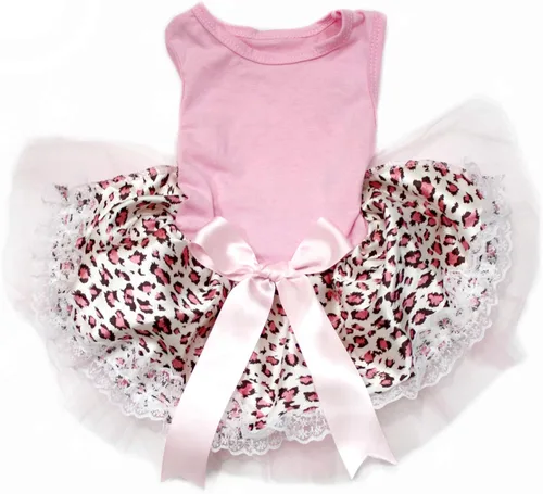 Vista 9 de Petitebella Vestido para perro cachorro con tema de leopardo liso (leopardo negro/beige, talla XS)