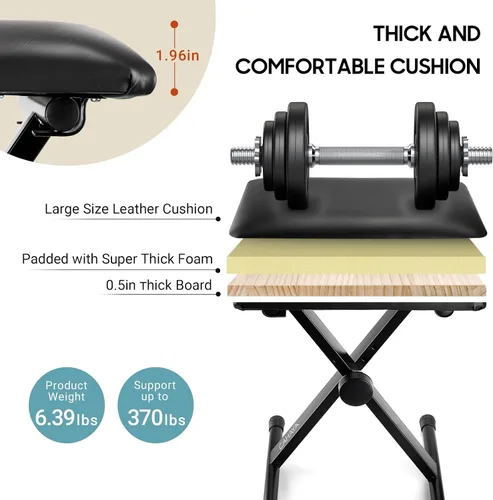 Vista 6 de CAHAYA Banco de teclado estilo X altura ajustable 16.3-19.6 pulgadas, cojín acolchado para piano, banco de teclado para teclados Piano CY0257