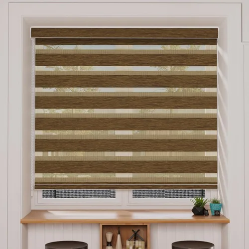 Vista 66 de MYshade Persianas enrollables de cebra opacas (85 %) con cordón para ventanas interiores, persianas de doble capa beige para dormitorio, baño, sala