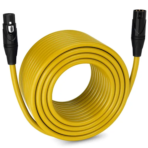 Vista 127 de LyxPro Cable de micrófono XLR hembra a macho de ángulo recto de 3 pines de 1.5 pies para altavoces amplificados, interfaz de audio, rendimiento