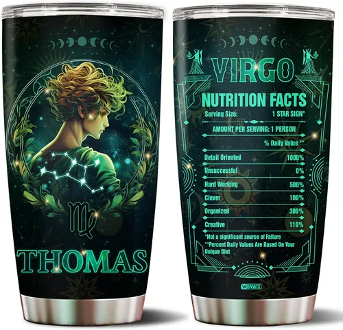 Vista 14 de Regalos personalizados de acuario para hombres, taza de café de acero inoxidable de 20 onzas, constelación del zodiaco, astrología, regalo