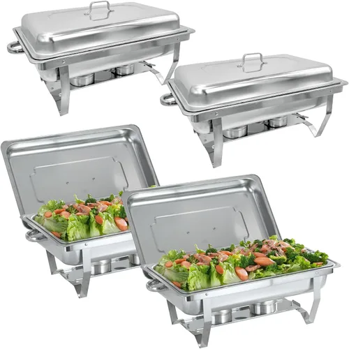 Vista 8 de Juego de 2 platos de bufé de roce de acero inoxidable de tamaño medio de 8 cuartos de galón para catering, juegos mejorados de chafers