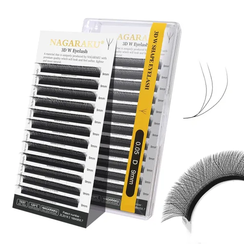 Vista 126 de NAGARAKU Extensiones de pestañas prefabricadas en abanico 3D W 0.05 C 0.315 0.05-C 3D W
