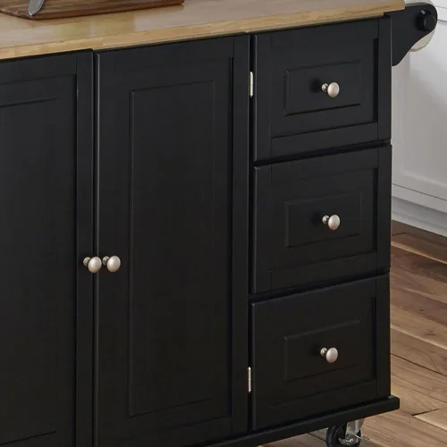 Vista 10 de Homestyles Dolly Madison Carrito de Isla de Cocina Móvil Negro con Barra de Desayuno de Hoja Plegable de Madera