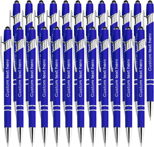 Vista 18 de Bolígrafos personalizados a granel con punta de lápiz capacitivo, bolígrafos personalizados de 0.020 in con nombre, logotipo o mensaje grabado
