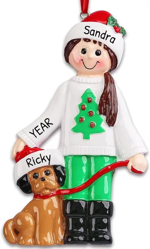 Vista 9 de Elves - Adornos de Navidad personalizados para niños y perros, regalos para los mejores amigos para pasear perros