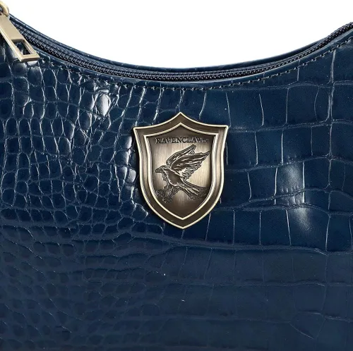 Vista 5 de Bolso de mano Ravenclaw Croco de Harry Potter con insignia de metal Azul Patchwork L