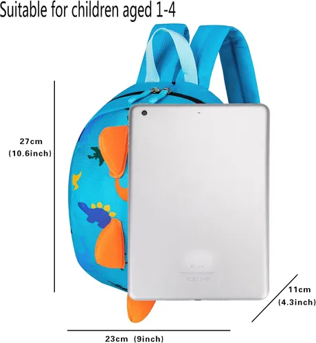 Vista 2 de YUPING Mochila de dinosaurio para niños pequeños con correa de seguridad para niños y niñas