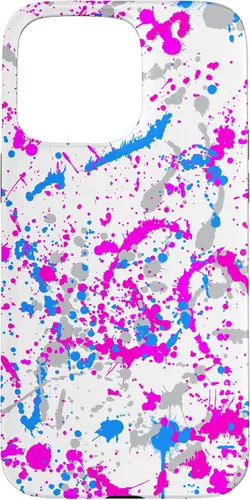 Vista 31 de iPhone 16 Rosa + Azul + Gris Blanco Patrón de salpicaduras de pintura