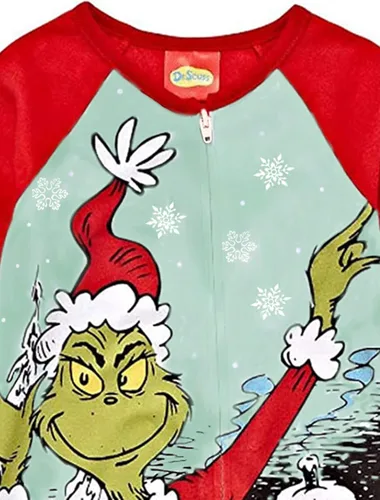 Vista 9 de The Grinch Dr. Seuss - Pijama de Navidad con pies para niños y niñas