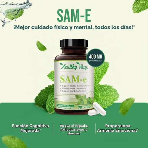 Vista 4 de SAM-e - Cápsulas de 400 mg – Suplemento SAM e de fácil absorción 400 mg de S-adenosil-metionina para el hígado cerebral y el estado de ánimo – Sin