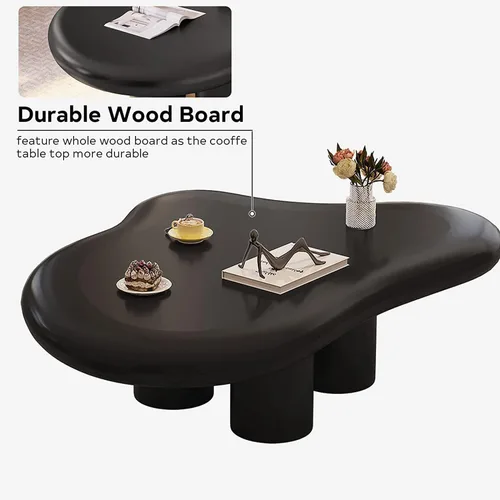 Vista 5 de POCHY Fashion End Tables End Table Cloud-Shape Coffee Table Modern MDF Center Table W/4 Legs Sofa Table Fashion Accent Table Creative Side Table