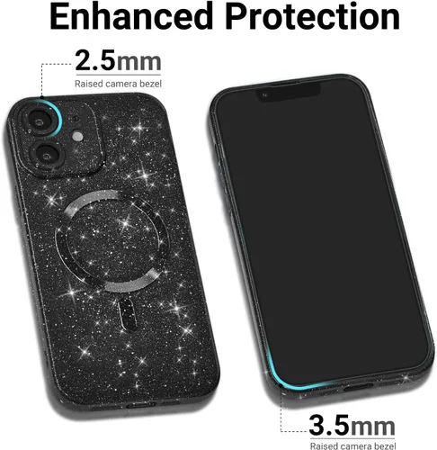 Vista 5 de LoeoeL Funda para iPhone 12 con Purpurina Compatible con Magsafe, Femenina Linda Brillante Magnética Mag Safe Bonita Funda para Teléfono