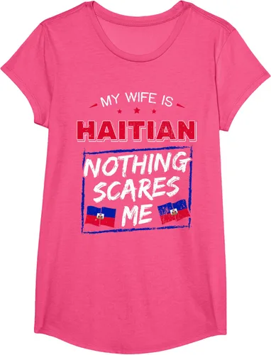 Vista 59 de My Wife Is Haitian Republic of Haiti Heritage Roots - Camiseta con bandera, Negro, S