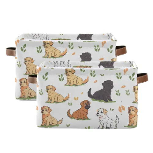 Vista 29 de Emelivor ABC - Contenedor de almacenamiento plegable con asa rectangular impermeable ABC Dinosaurios cesta para almacenamiento cubo organizador