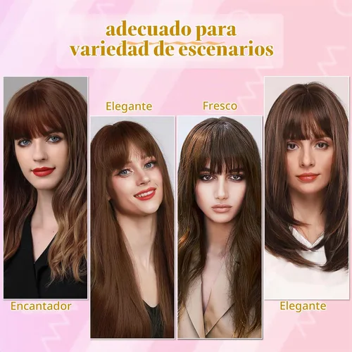 Vista 3 de 2 extensiones de cabello con clip, extensiones de cabello francés con flecos, extensiones de cabello de una pieza con clip en la parte delantera
