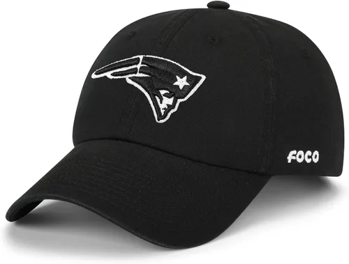 Vista 32 de FOCO NFL Gorras y Gorras Casuales para Hombres con Logotipo de Equipo de la NFL, Negro y Blanco