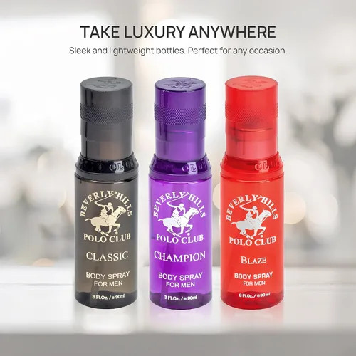 Vista 5 de Beverly Hills Polo Club Colección de spray corporal de 3 piezas: Champion, Classic, Blaze (9 fl oz, diferentes fragancias)
