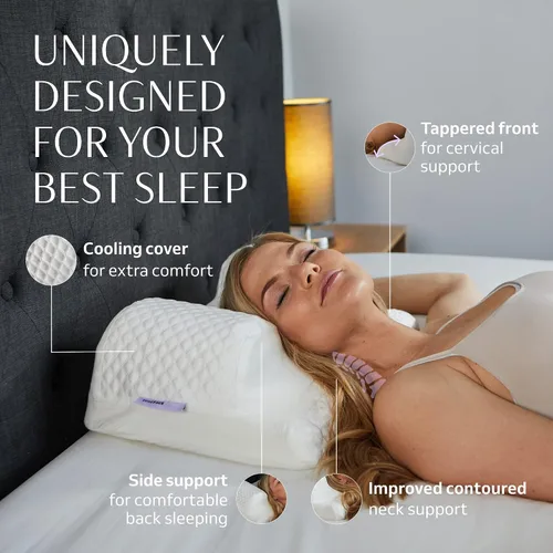 Vista 6 de YourFacePillow, Almohada de Belleza para Dormir de Espalda, Almohada Cervical de Contorno de Espuma Viscoelástica, Apoyo Ergonómico para Cuello
