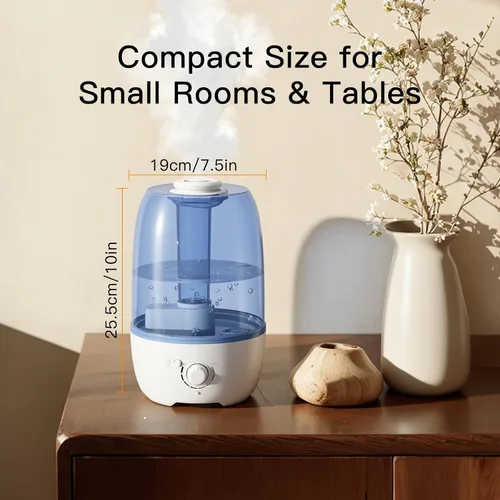 Vista 5 de MEGAWISE Humidificador para dormitorio infantil con gran capacidad de 3.2L, diseño sin fugas, salida de niebla fina, apagado automático, tanque Azul