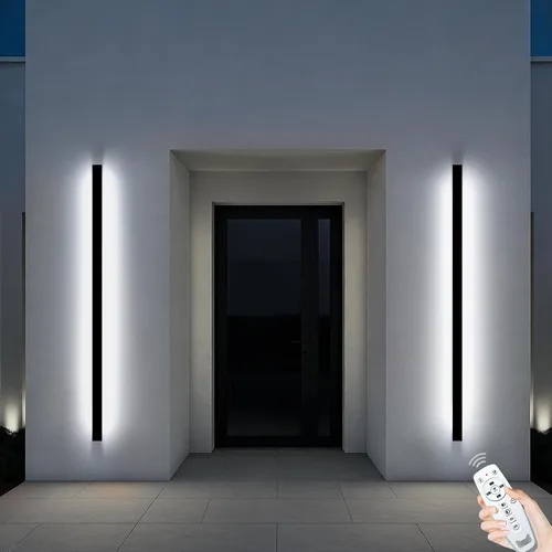 Vista 37 de Luces de pared modernas para exteriores de 39 pulgadas, 2700 K-6500 K, aplique de pared al aire libre regulable seleccionable con control remoto