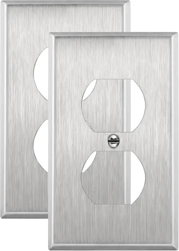 Vista 36 de ENERLITES Placa de pared de metal para receptáculo dúplex, acero inoxidable, tapa de tomacorriente, resistente a la corrosión, tamaño estándar
