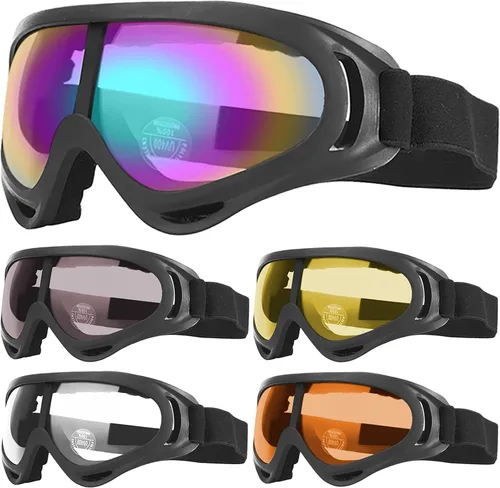 Vista 10 de Peicees Paquete de 4 gafas de esquí para mujeres, hombres, niños, deportes de nieve, motocicleta, snowboard