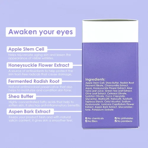Vista 6 de Crema de ojos - La mejor crema hidratante para ojeras e hinchazón Crema para debajo de los ojos que mejora el aspecto de líneas finas y arrugas